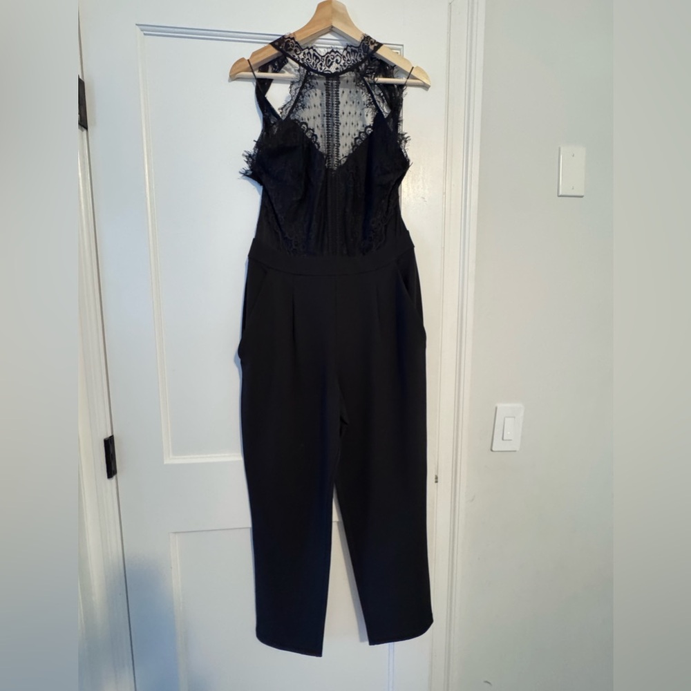 Express Black Lace Halter Neck Jumpsuit